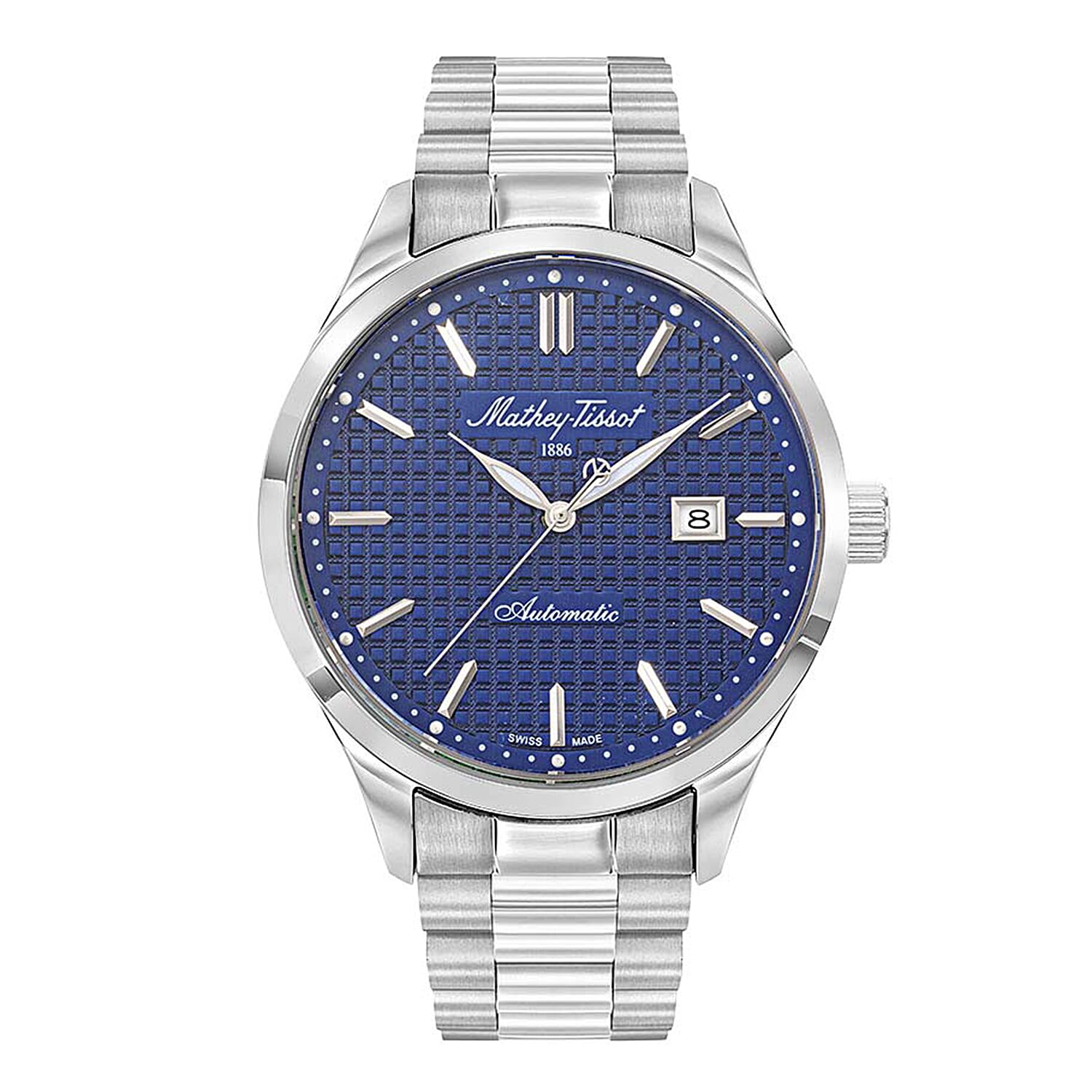 MATHY TISSOT Urban Auto Automatic 5ATM WR Blue Dial - Silver Case Mens Watch with Silver Stainless Steel Strap