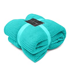 THE BIG LAUNCH - Super Luxury and Cozy Popcorn Design Waffle Blanket (Size 200x150 cm) - Teal