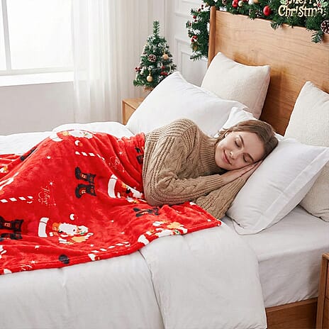 Santa Mail Christmas Blanket (Size 230 X 150Cm) - Red