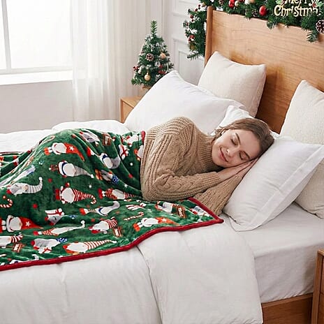 Joeyux Gnoel Christmas Blanket (Size 230 X 150Cm) - Buttle Green