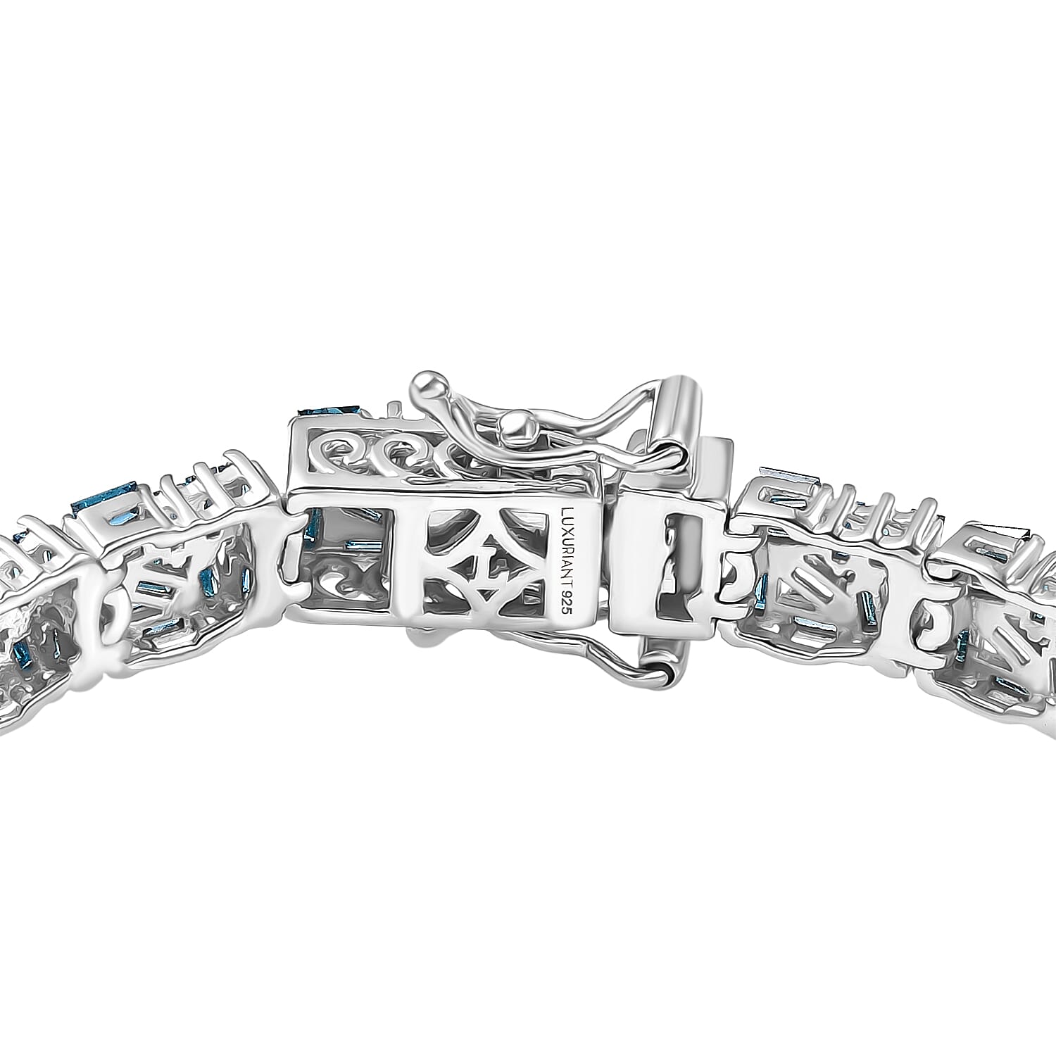 Luxuriant Lab Grown Blue Diamond (SI-GH) Cluster Bracelet (Size 7.5) with GB Lock Box in Rhodium Overlay Sterling Silver 4.99 Ct, Silver Wt. 13.32 Gms.