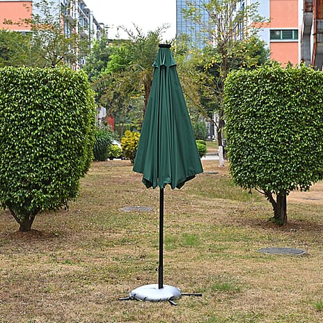 BB Designs LED Patio Umbrella - Solar Powered Warm White Light Parasol (2.7m) - Green - White