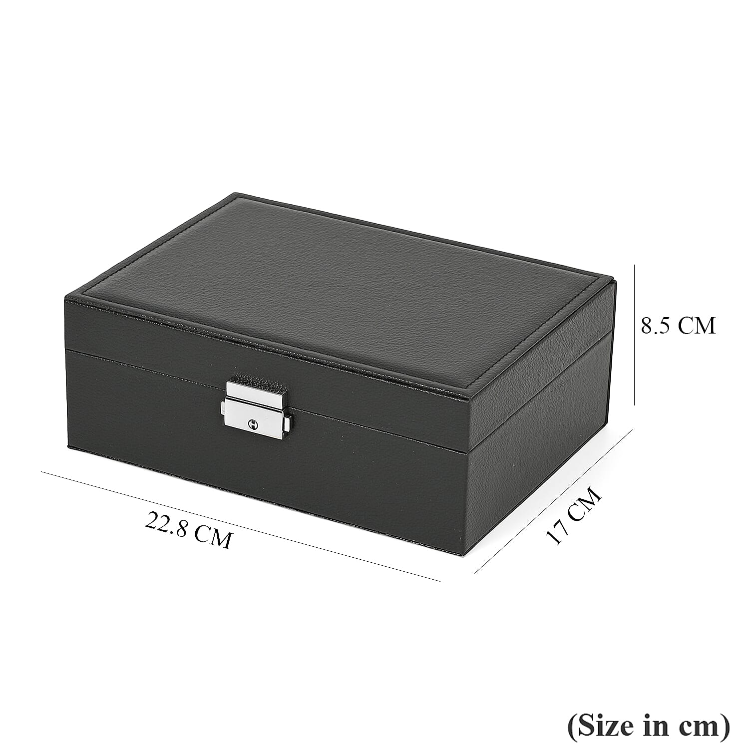 2 Layer Jewelry Box with Lock & Key - Black