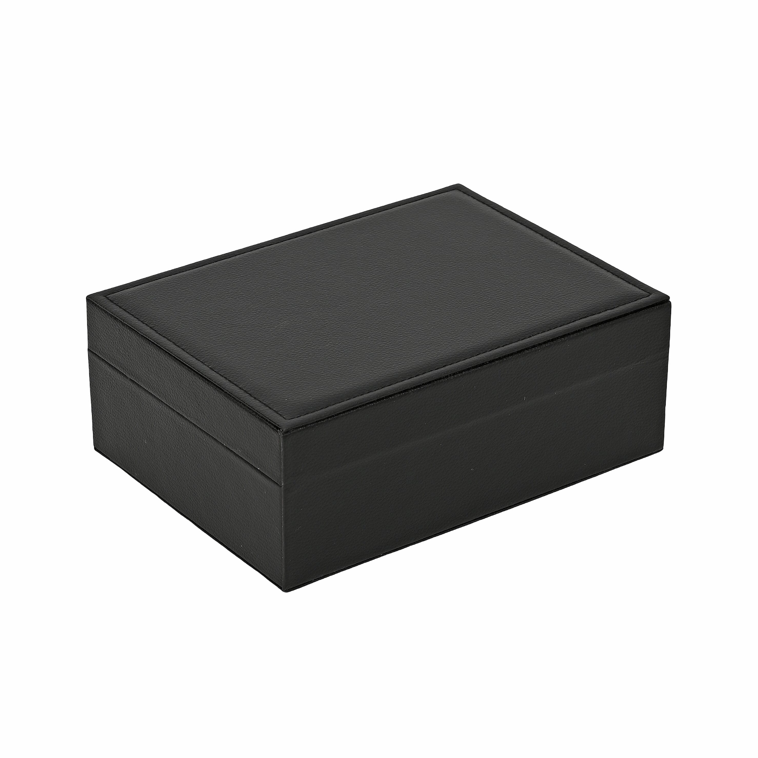 2 Layer Jewelry Box with Lock & Key - Black