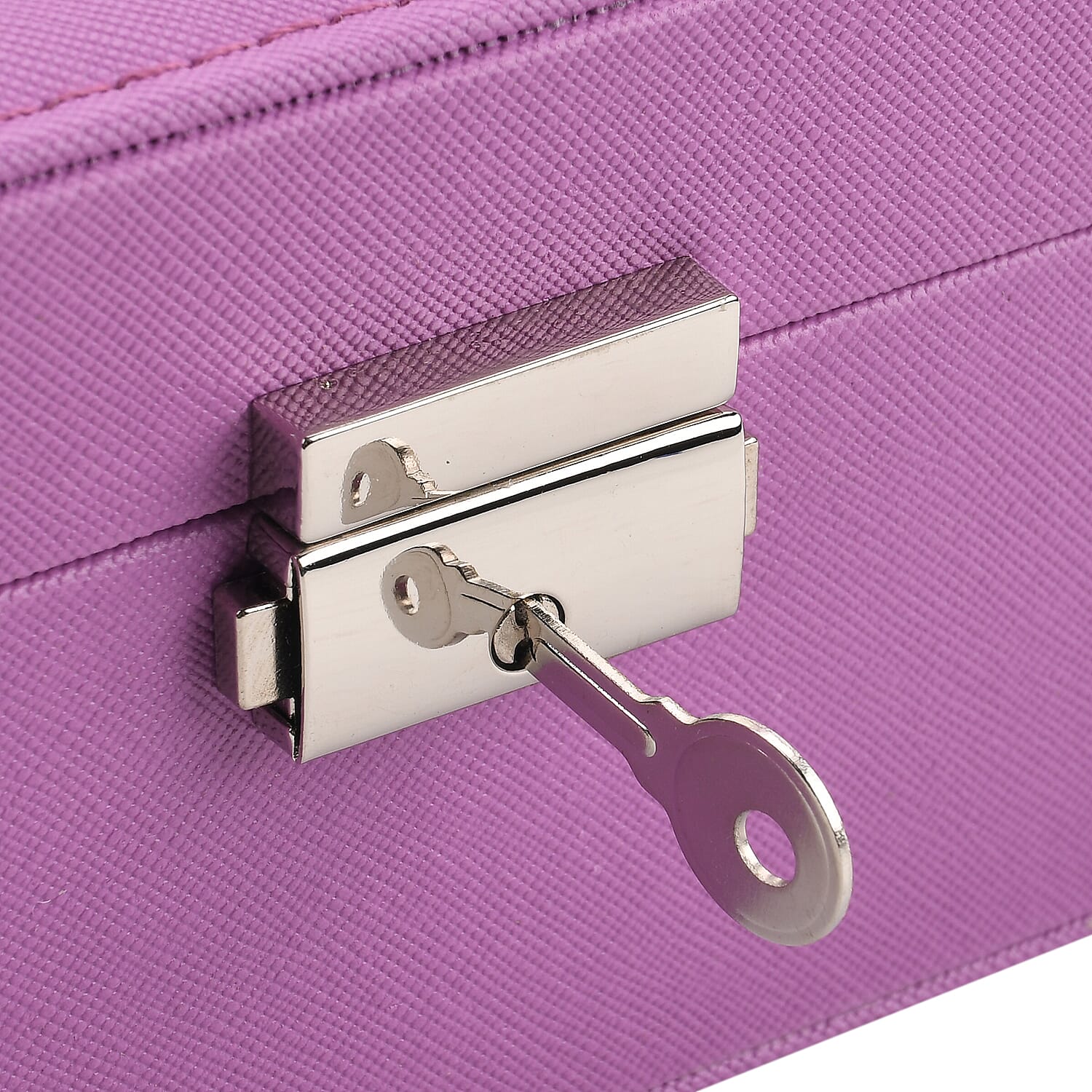 2 Layers Jewellery Box, Elegant Jewellery Organiser With Lock And Key - Purple