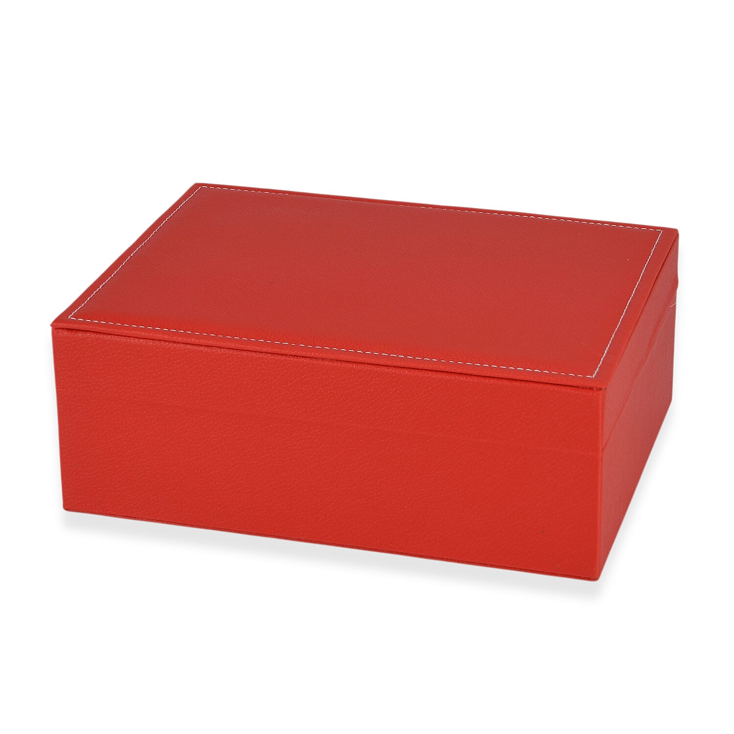 Patterned Jewellery Box (Size 22x17x8 cm) - Red & White