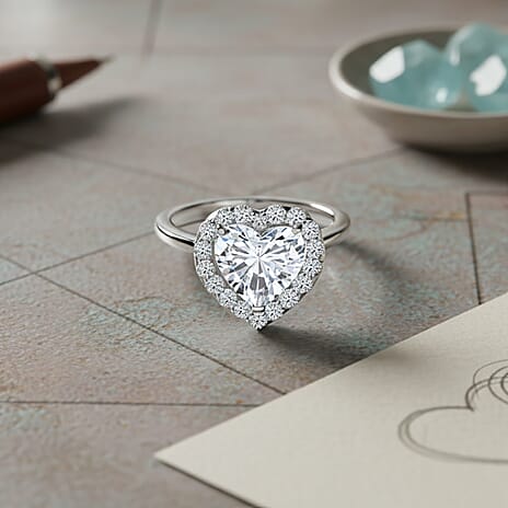 Luxuriant 950 Platinum IGI Certified Lab Grown Diamond (VS-EF) Heart Ring 3.51 Ct, Platinum Wt. 5.70 Gms.