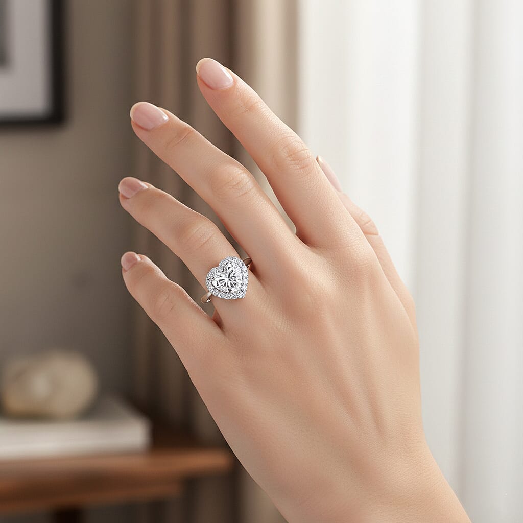 Luxuriant 950 Platinum IGI Certified Lab Grown Diamond (VS-EF) Heart Ring 3.51 Ct, Platinum Wt. 5.70 Gms.