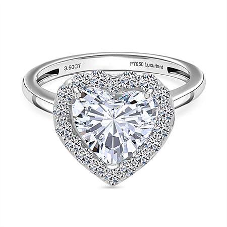Luxuriant 950 Platinum IGI Certified Lab Grown Diamond (VS-EF) Heart Ring 3.51 Ct, Platinum Wt. 5.70 Gms. Luxuriant 950 Platinum IGI Certified Lab Grown Diamond (VS-EF) Heart Ring 3.51 Ct, Platinum Wt. 5.70 Gms.