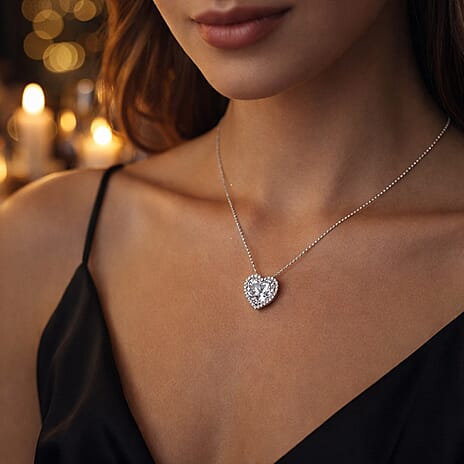 Valentine Special Gift Deal- Luxuriant 950 Platinum IGI Certified Lab Grown Diamond (VS-EF) Heart Pendant 3.51 Ct