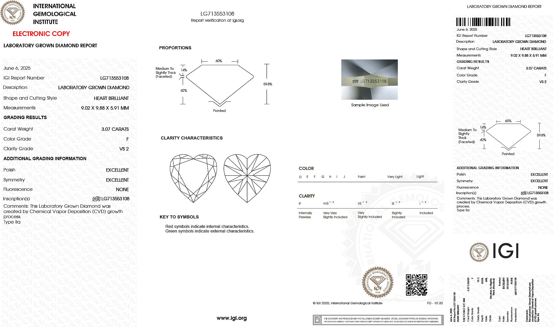 Valentine Special Gift Deal- Luxuriant 950 Platinum IGI Certified Lab Grown Diamond (VS-EF) Heart Pendant 3.51 Ct