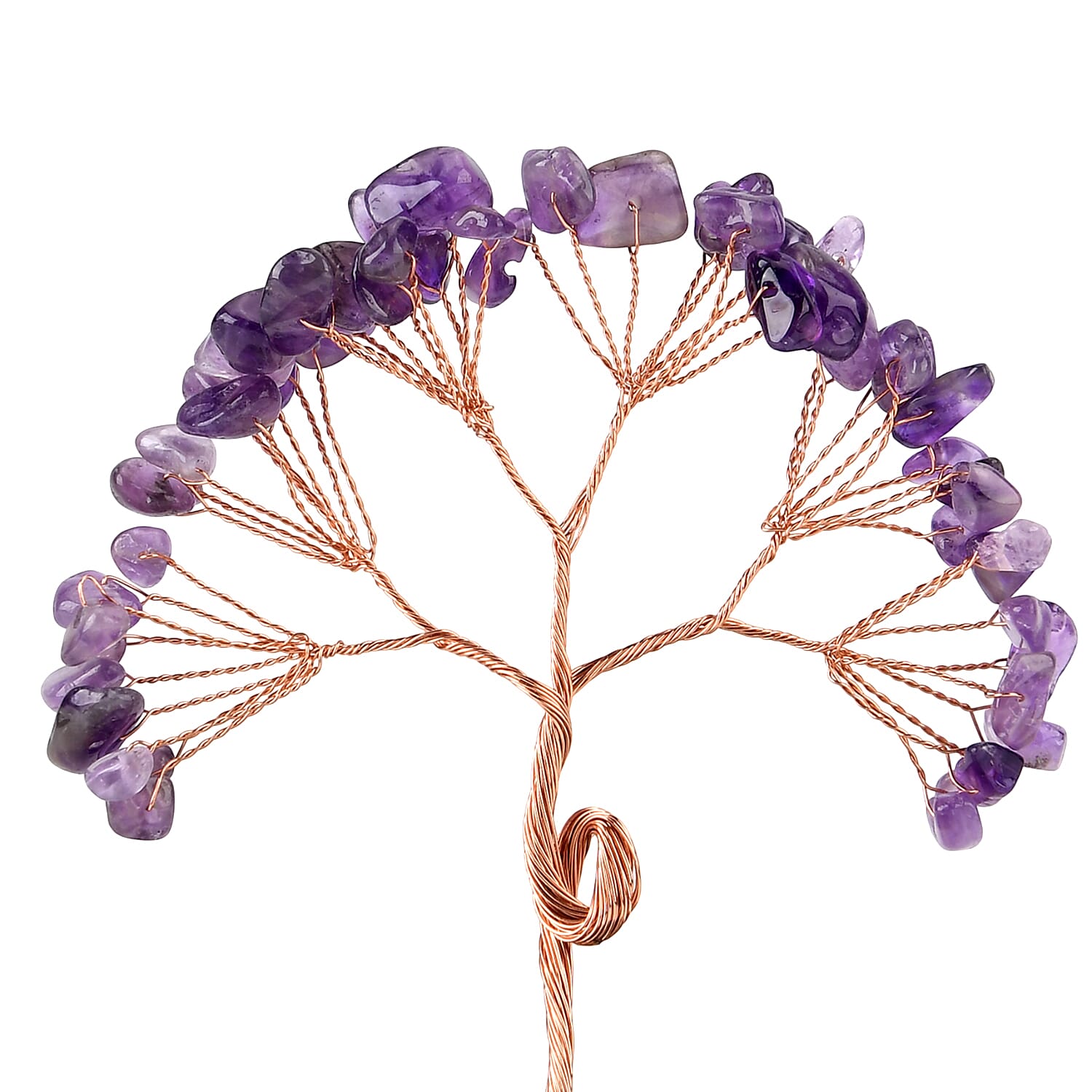 Feng Shui Amethyst Crystal Money Tree Ornament with Ceramic Pot(11cm) - Purple