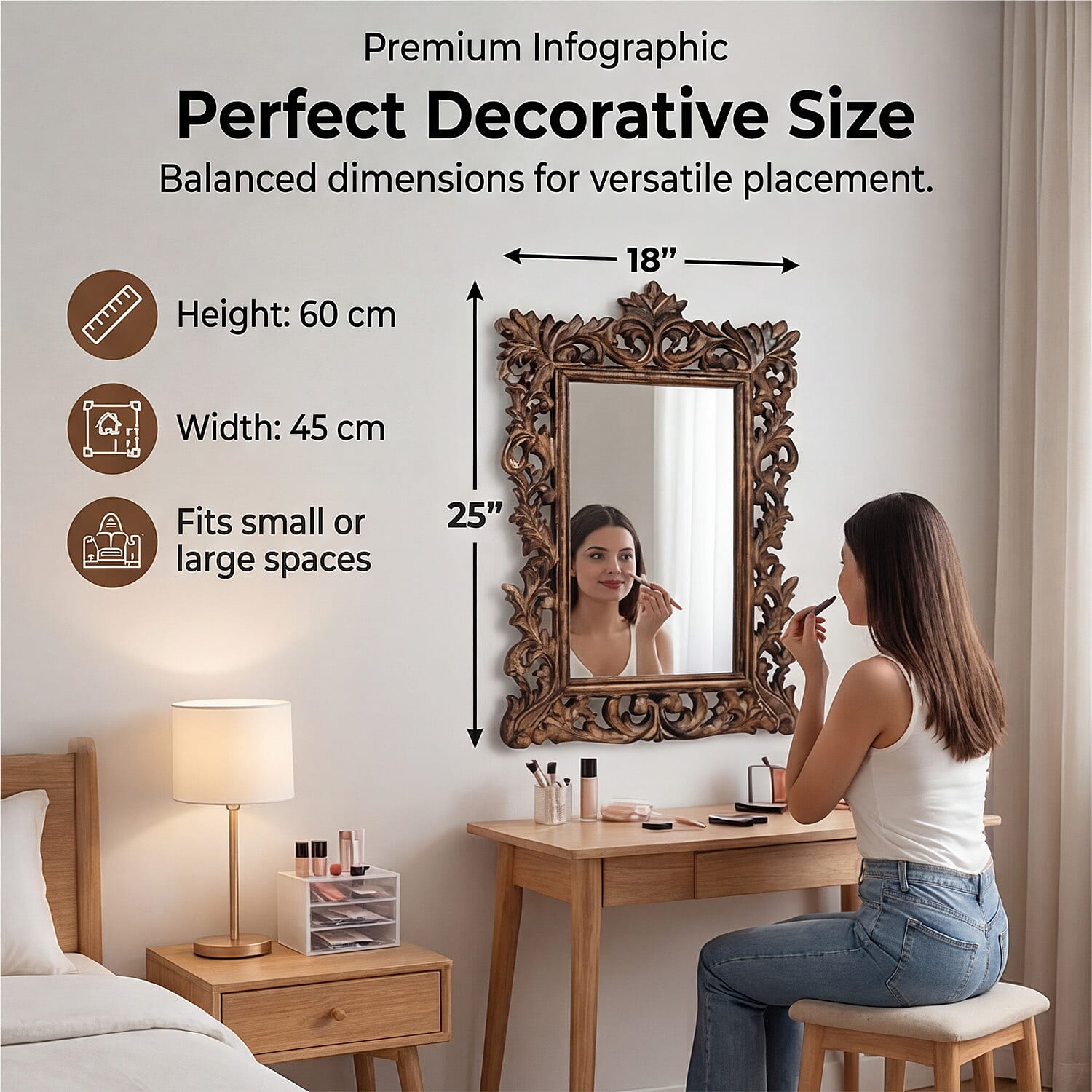 Bliss - Beyond Hand Carved Mirror (45 x 60 cm) - Burn Finish