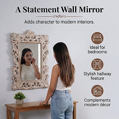 Bliss & Beyond Mirror (Size - One Size) - White Antique