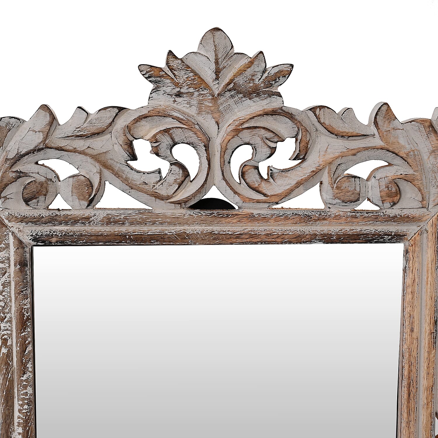 Bliss and Beyond Hand Carved Mirror (45 x 60 cm) - White Antique