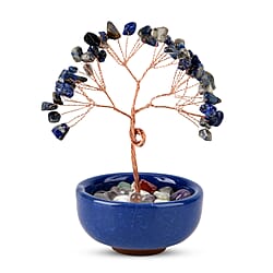 Feng Shui Green Aveturine Crystal Money Tree Ornament with Ceramic Pot (11cm)
