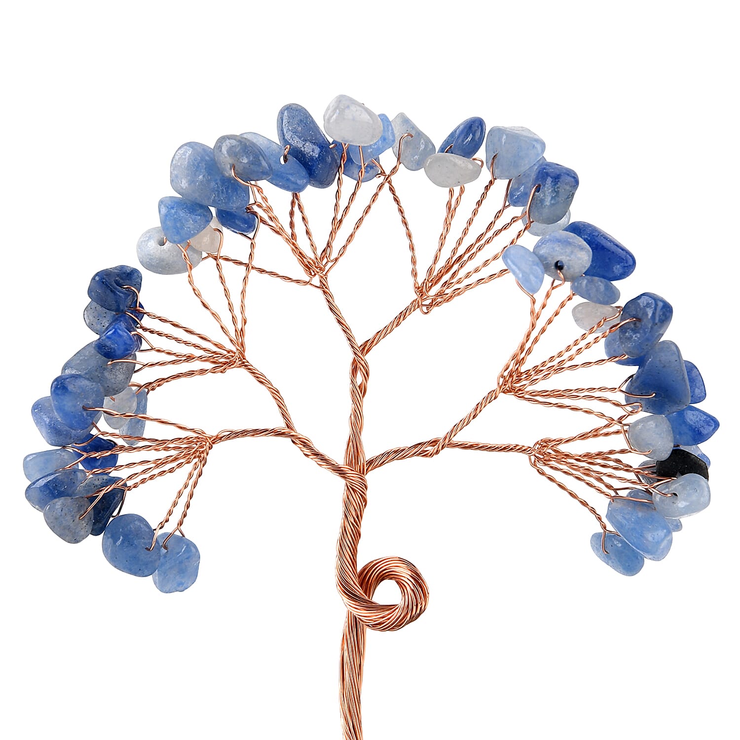Feng Shui Blue Aveturine Crystal Money Tree Ornament with Ceramic Pot(11cm) - Light Blue