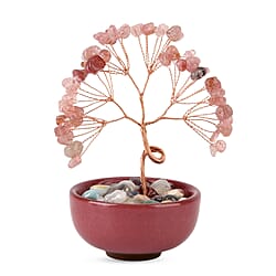 Feng Shui Green Aveturine Crystal Money Tree Ornament with Ceramic Pot (11cm)