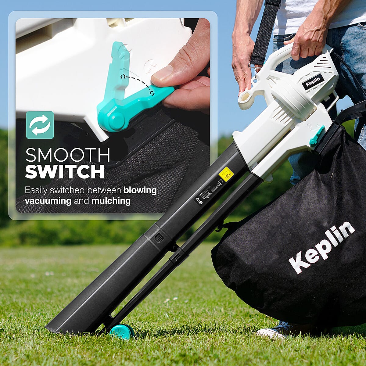 KEPLIN 3-in-1 Garden Blower, Vacuum and Mulcher - 12M Cable 3300w