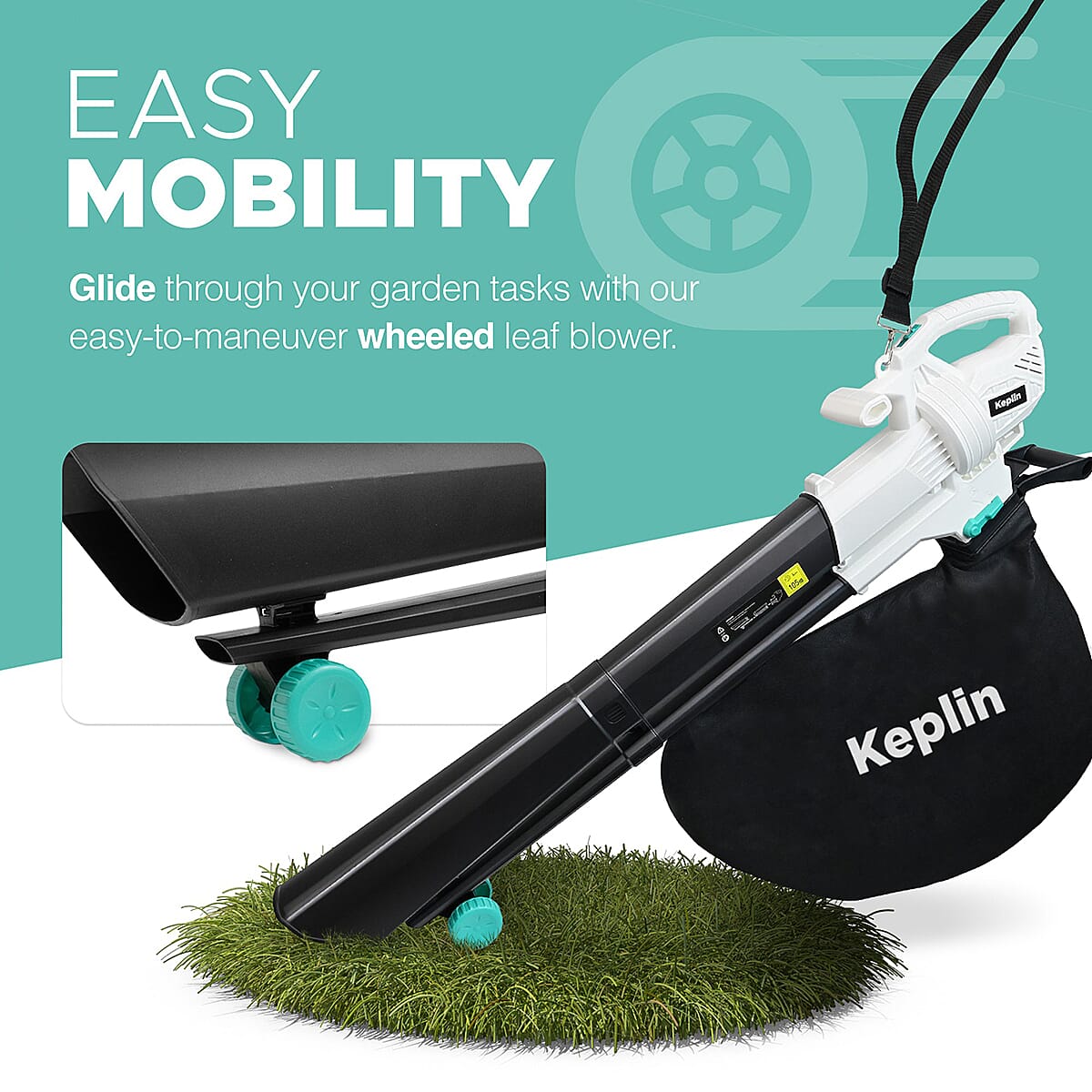 KEPLIN 3-in-1 Garden Blower, Vacuum and Mulcher - 12M Cable 3300w