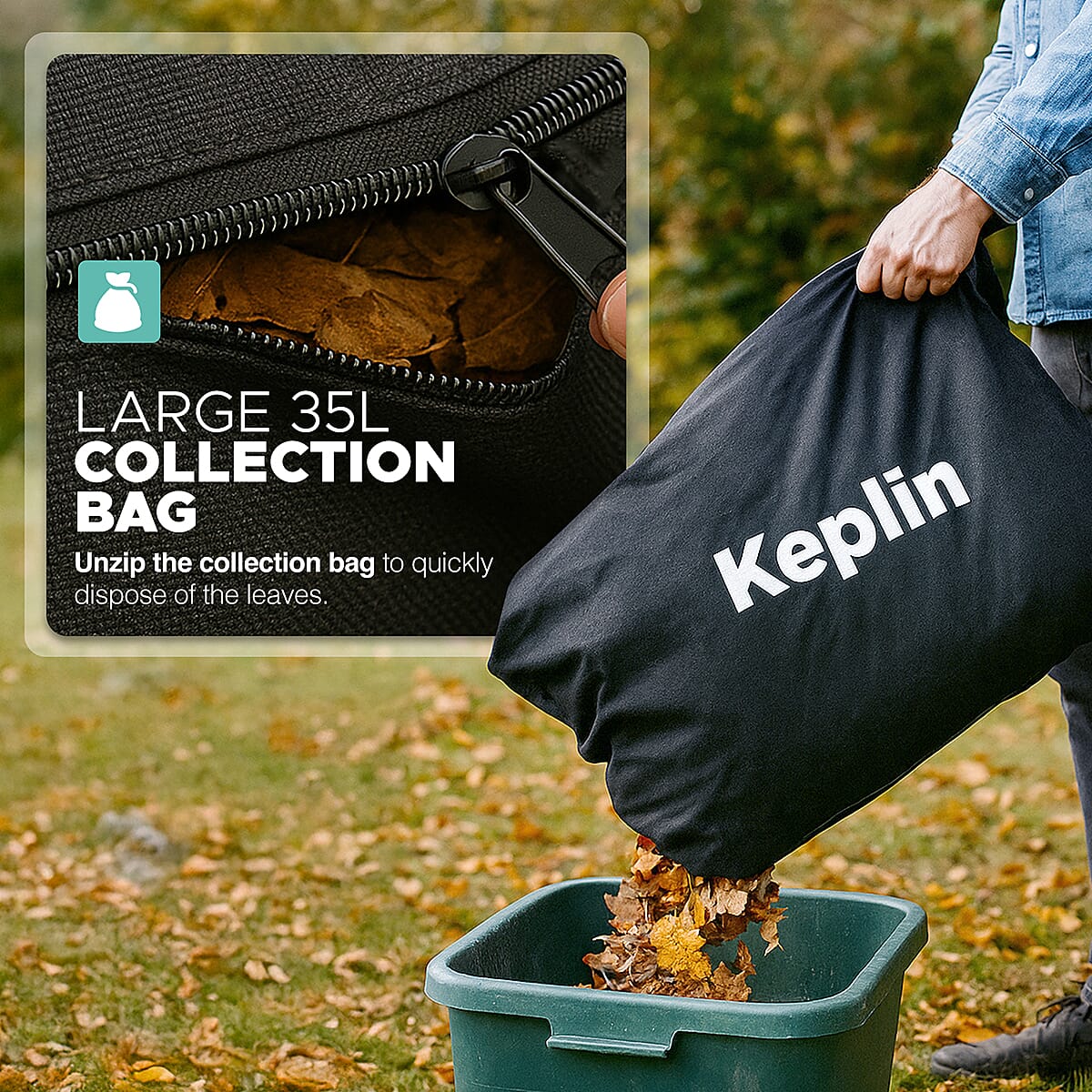 KEPLIN 3-in-1 Garden Blower, Vacuum and Mulcher - 12M Cable 3300w