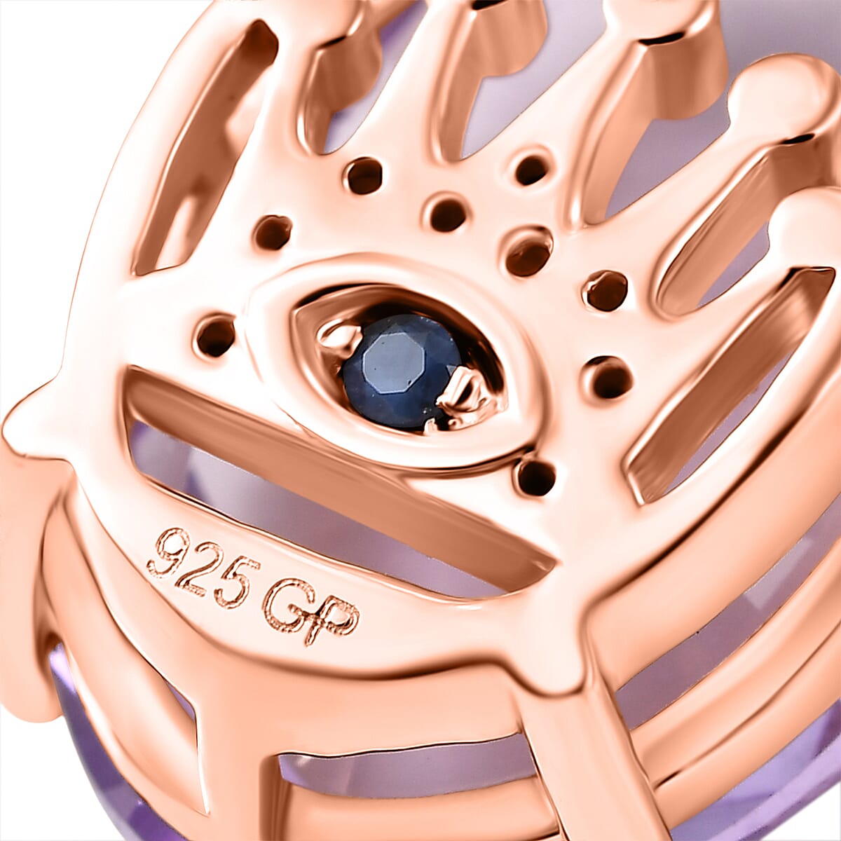 GP - Royal Collection - Rose De France Amethyst, Blue Sapphire & White Zircon Lever Back Earring in 18K Vermeil Rose Gold Plated Sterling Silver 9.06 Ct.