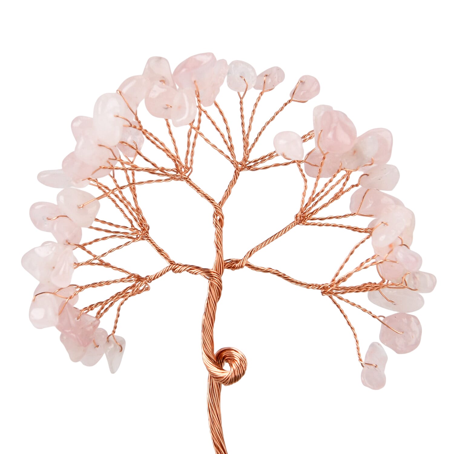 Feng Shui Rose Quartz Crystal Money Tree Ornament with Ceramic Pot (11cm) - Pink