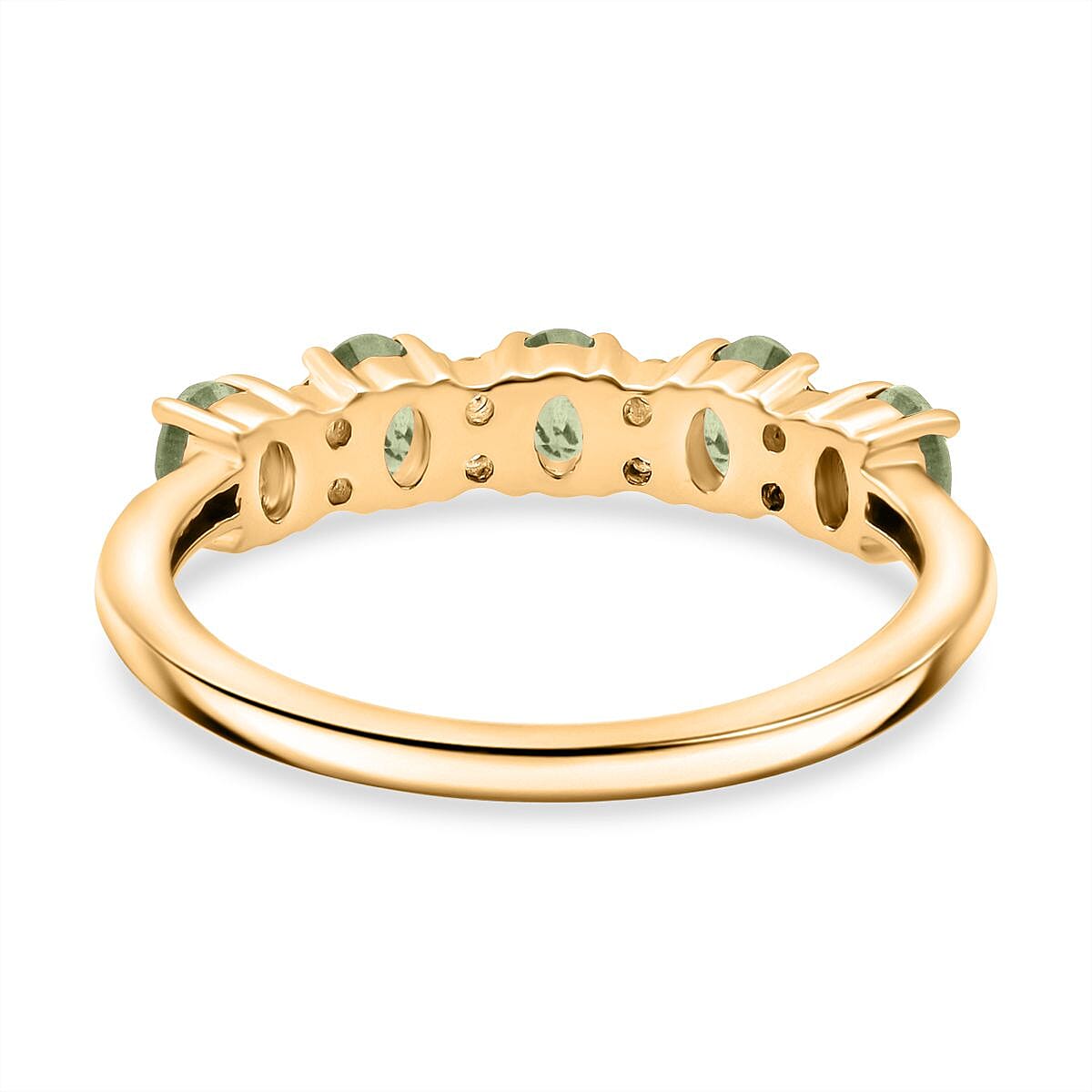 D'Joy Demantoid Garnet & White Zircon Ring in Yellow Gold Plated Sterling Silver 0.99 Ct.