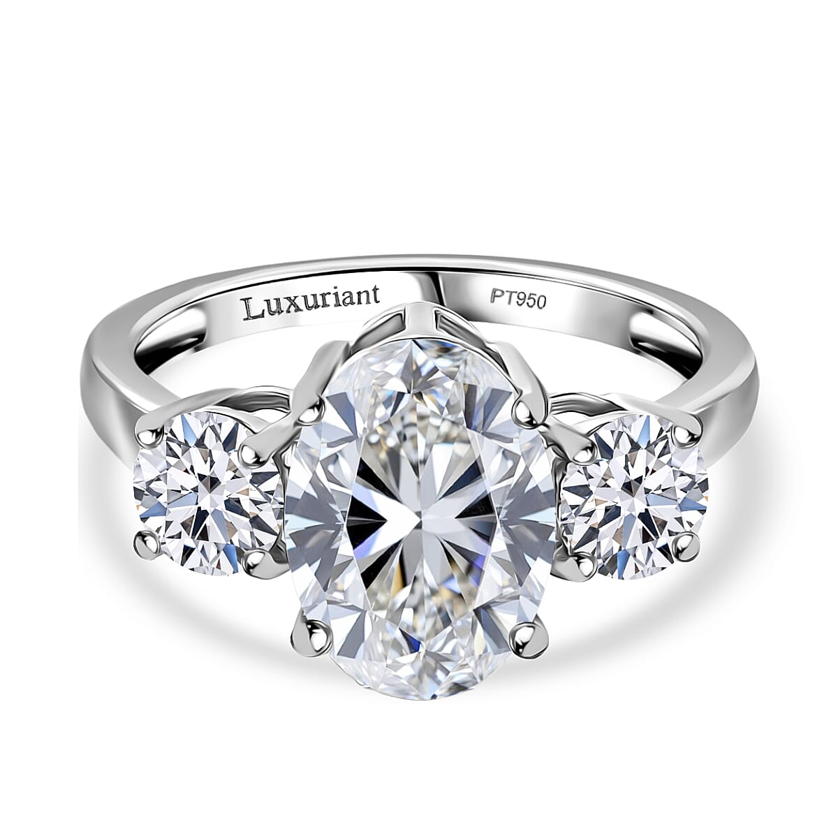 Luxuriant 950 Platinum VS Lab Grown Diamond EF, VS 3 Stone Diamond Ring, Platinum Wt.5.5 Gms  4.020  Ct.