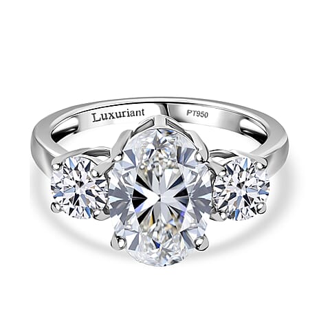 Luxuriant 950 Platinum VS Lab Grown Diamond EF, VS 3 Stone Diamond Ring, Platinum Wt.5.5 Gms  4.020  Ct.