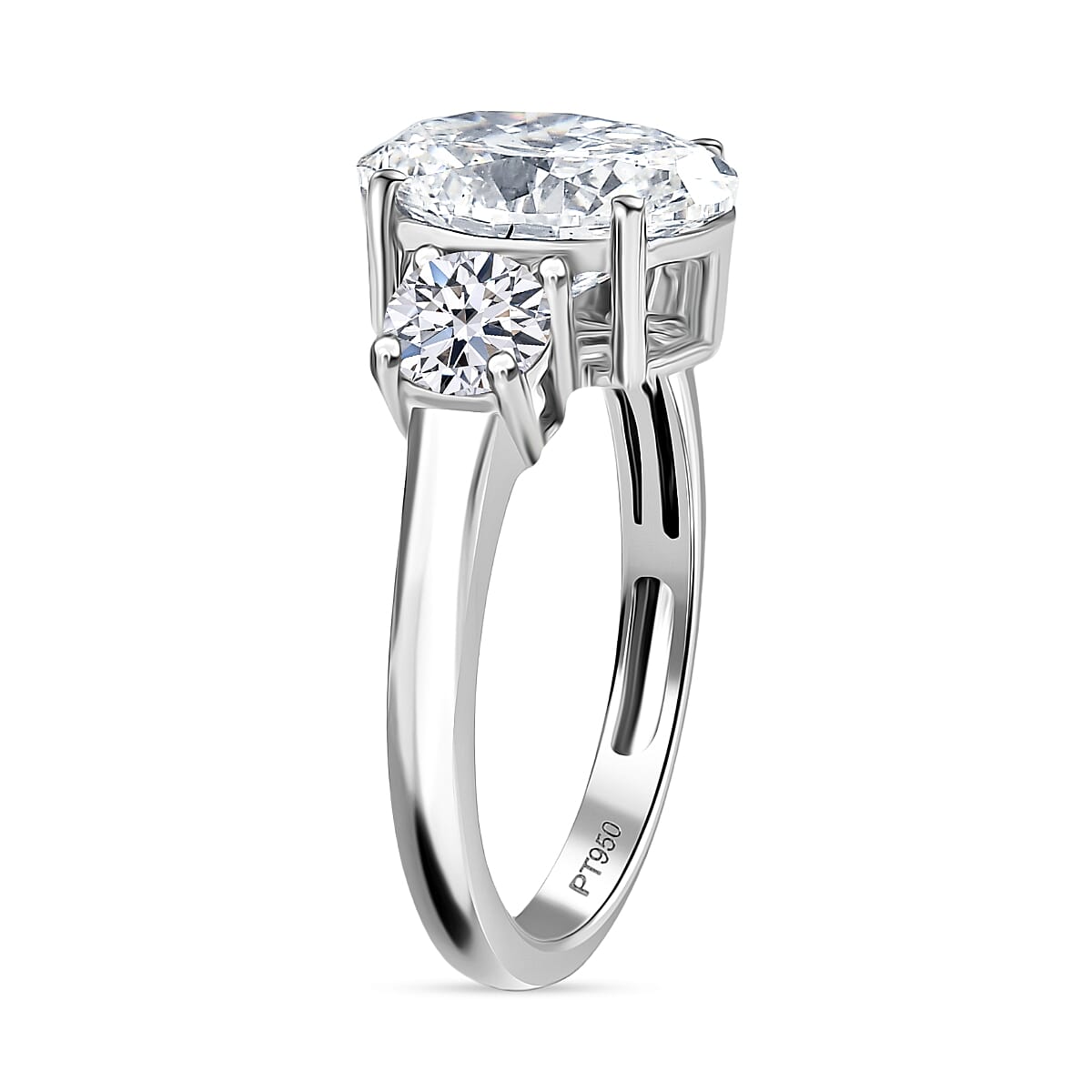 Luxuriant 950 Platinum VS Lab Grown Diamond EF, VS 3 Stone Diamond Ring, Platinum Wt.5.5 Gms  4.020  Ct.