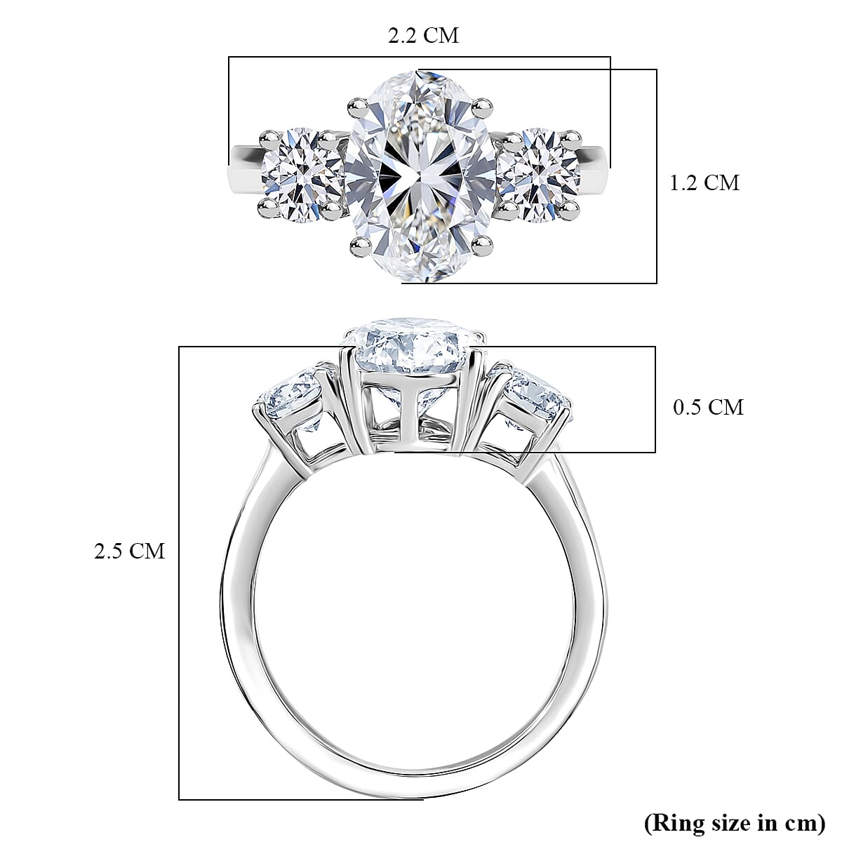 Luxuriant 950 Platinum VS Lab Grown Diamond EF, VS 3 Stone Diamond Ring, Platinum Wt.5.5 Gms  4.020  Ct.