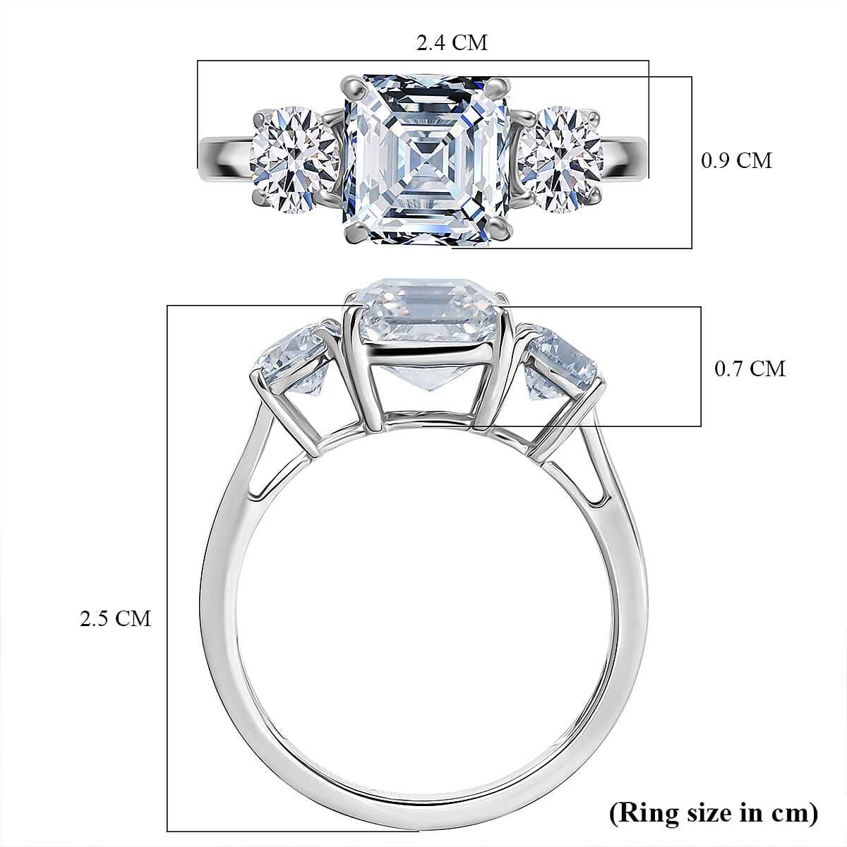 Luxuriant 950 Platinum VS Lab Grown Diamond VS 3 Stone Ring, Platinum Wt.5.5 Gms  4.060  Ct.