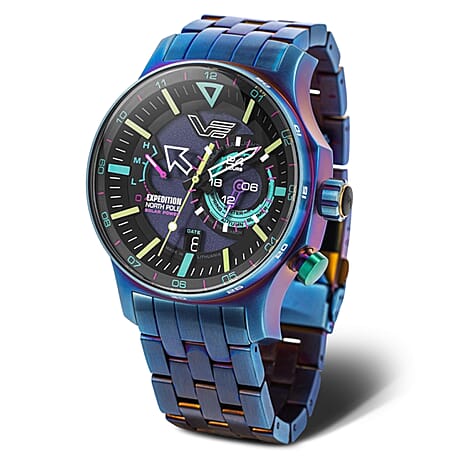 VOSTOK EUROPE Expedition North Pole - Solar VS57 Solar 20ATM Stainless Steel Mens Blue Dial watch with Stainless Steel Bracelet Strap