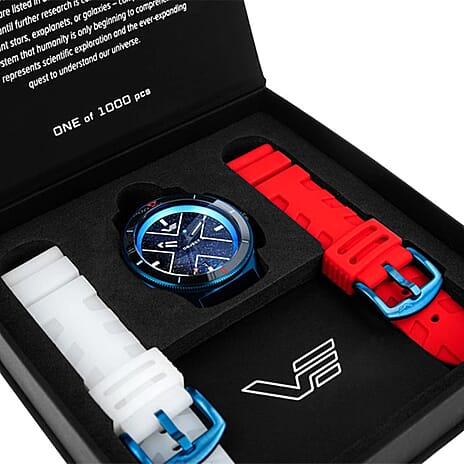 BLACK FRIDAY DEAL - VOSTOK EUROPE Object X Automatic NH35 Automatic 20ATM Blue Dial Mens Watch with Red - White Silicone Strap