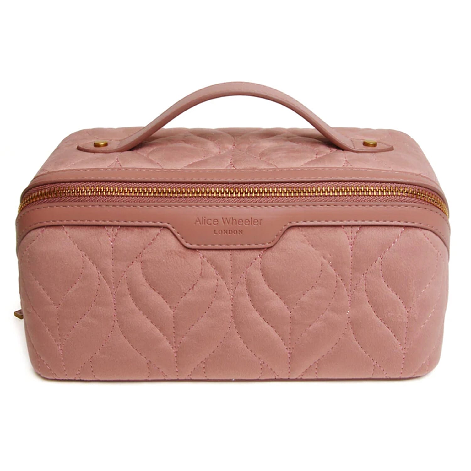 Alice Wheeler London Luxury Velvet Quilted Vanity Bag - Pink