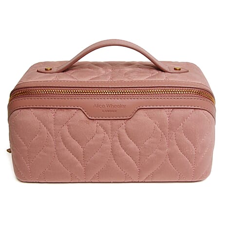 Alice Wheeler London Luxury Velvet Quilted Vanity Bag - Pink