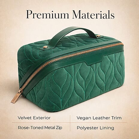 Alice Wheeler London Luxury Velvet Quilted Vanity Bag - Teal
