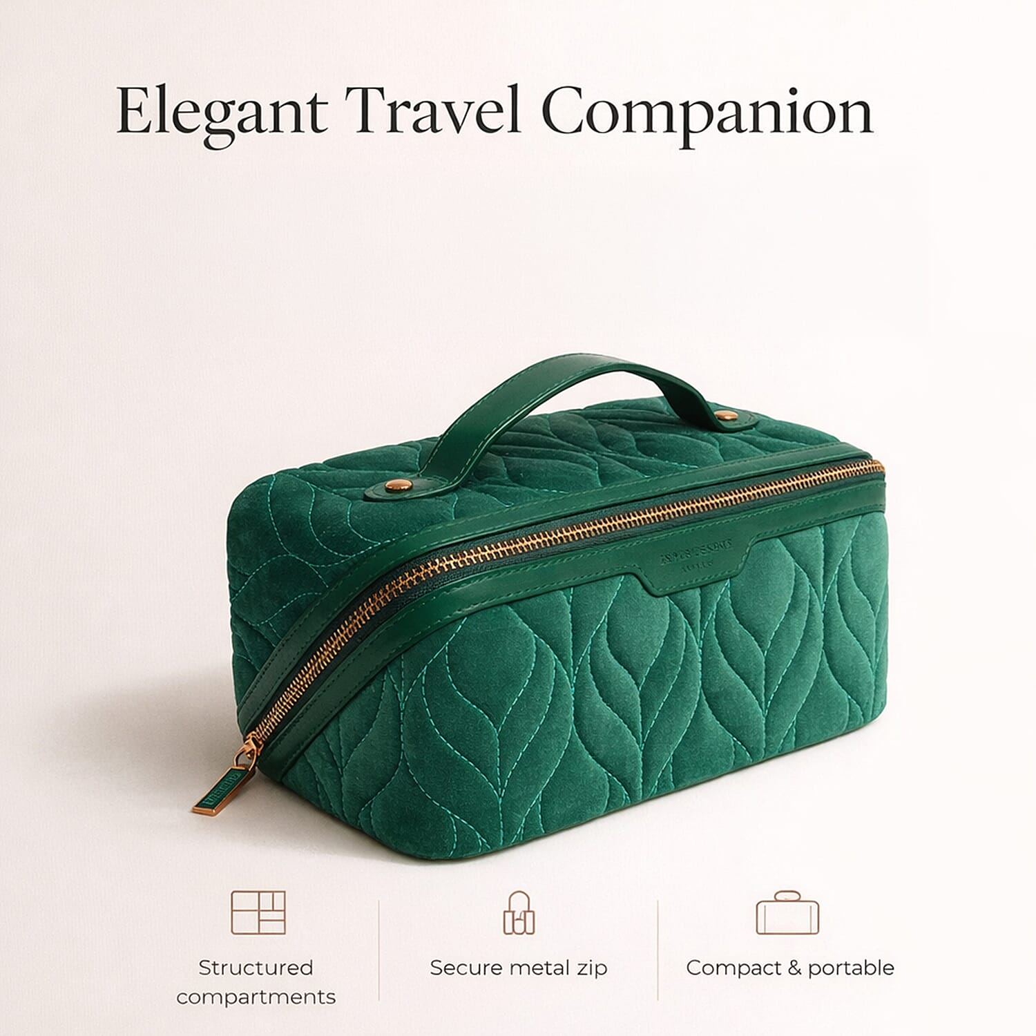 Alice Wheeler London Luxury Velvet Quilted Vanity Bag - Teal