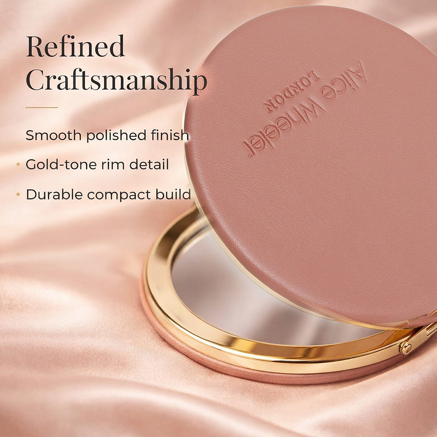 Alice Wheeler London Round Compact Mirror - Pink