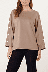 Misumi Button Detail Sweatshirt (One Size 8-18) - Chocolate