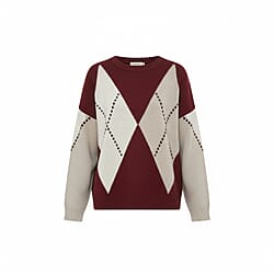 Misumi Argyle Detail Knit Jumper (One Size, 8-18) - Beige