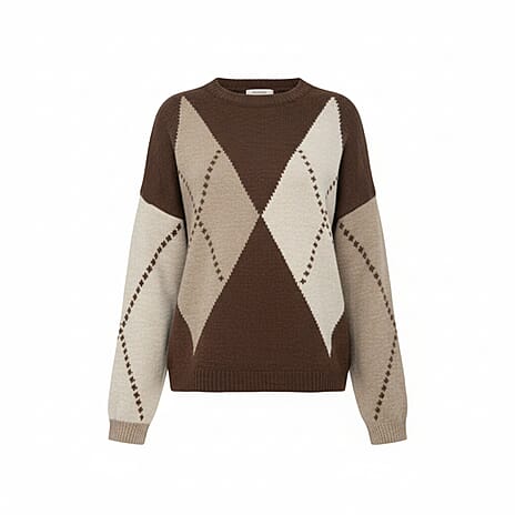 Misumi Argyle Detail Knit Jumper (One Size, 8-18) - Chocolate