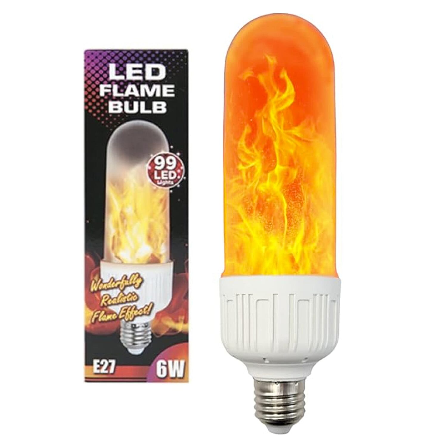 Jumbo LED Flickering Flame Light Bulb Screw Fitting (E27) - White