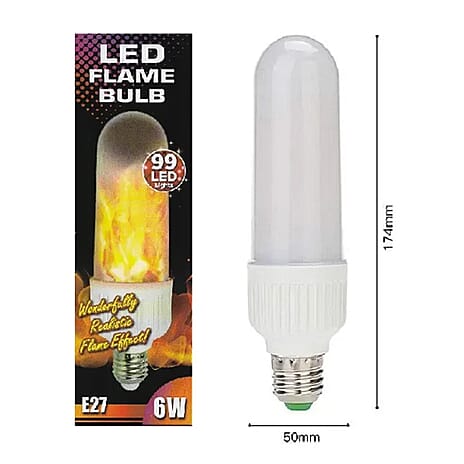 Jumbo LED Flickering Flame Light Bulb Screw Fitting (E27) - White