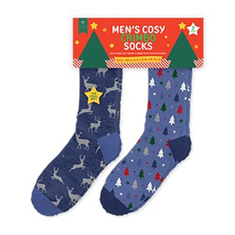 Pack of 2 Mens Festive Christmas Socks (Size 9-12) - Blue - Multi