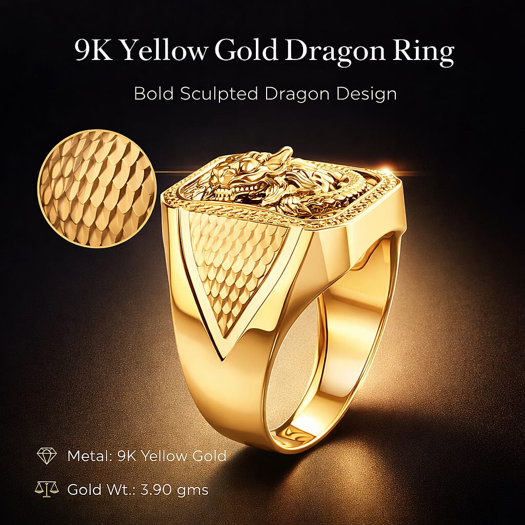 9K Yellow Gold Dragon Ring, Gold Wt. 3.90 Gms.