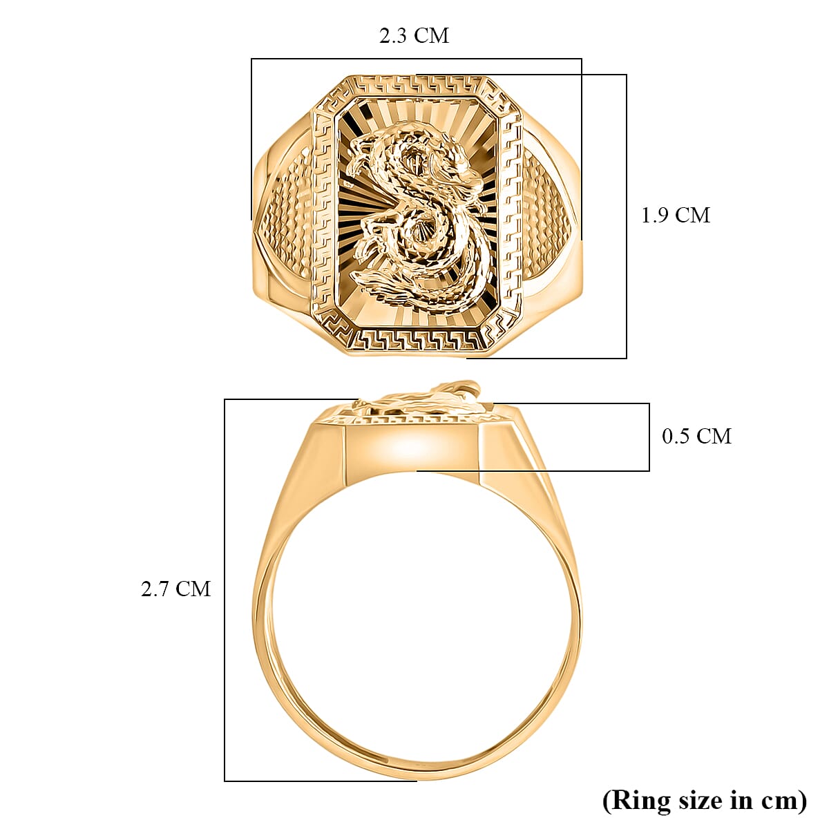 9K Yellow Gold Dragon Ring, Gold Wt. 3.90 Gms.