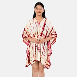 - Maisi Tie Dye Mini Kaftan Dress (One Size) - Maroon