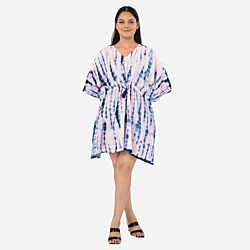 - Maisi Tie Dye Mini Kaftan Dress (One Size) - Maroon